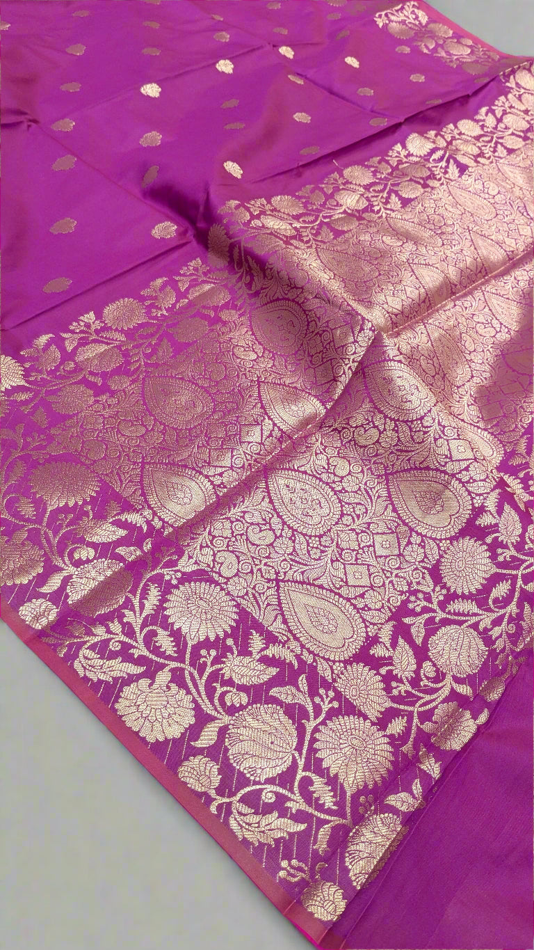 Banarasi Soft Katan Silk Saree with Iktara Boota Design & Naksi Border Pallu 'DESIGN: VLS-353'