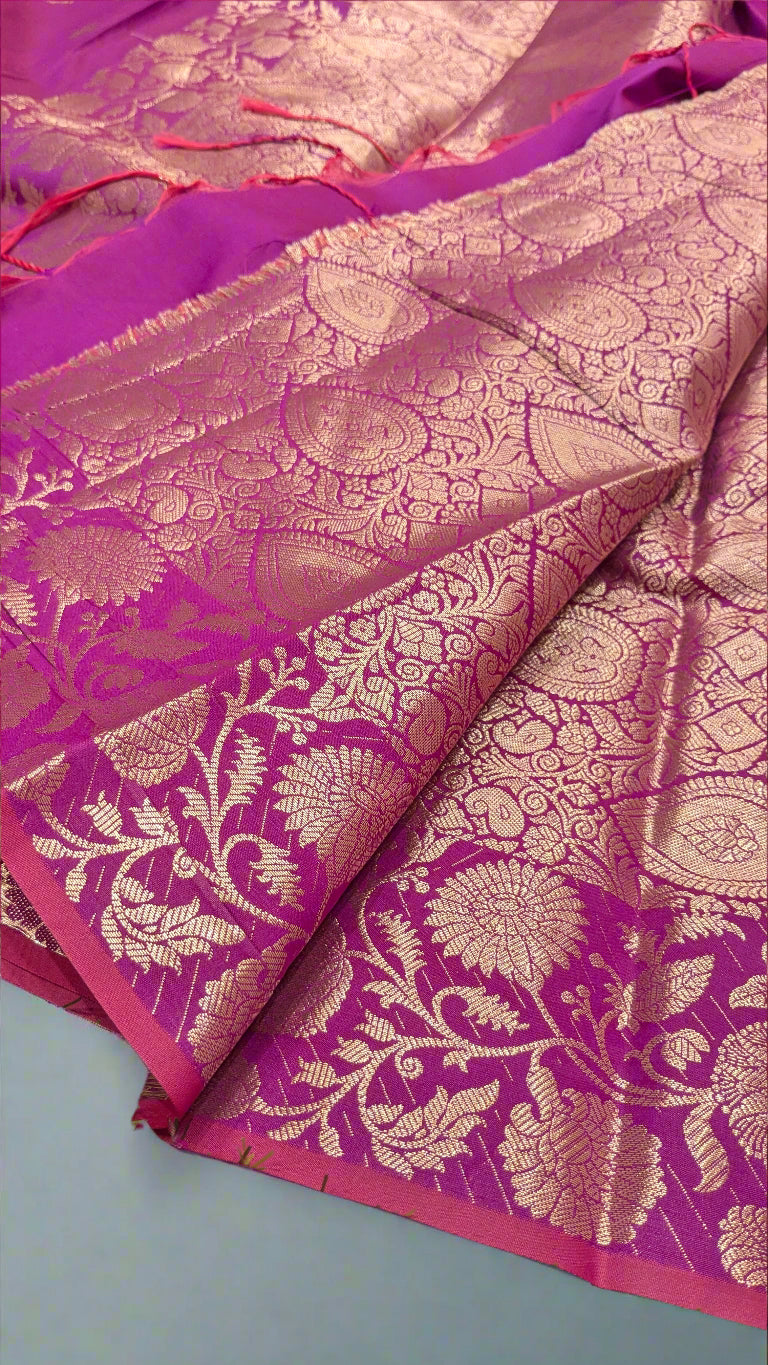 Banarasi Soft Katan Silk Saree with Iktara Boota Design & Naksi Border Pallu 'DESIGN: VLS-353'