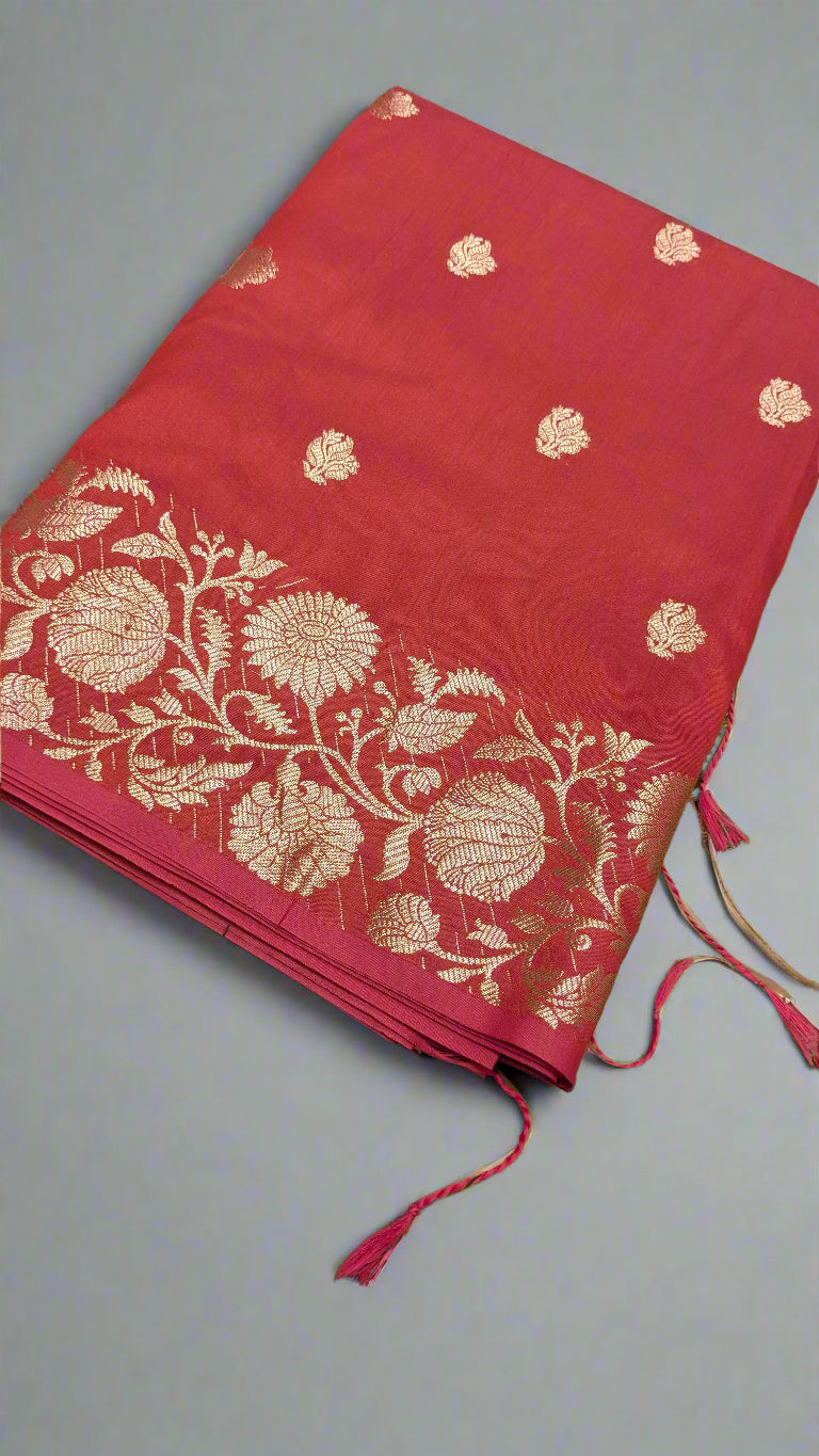 Banarasi Soft Katan Silk Saree with Iktara Boota Design & Naksi Border Pallu 'DESIGN: VLS-353'