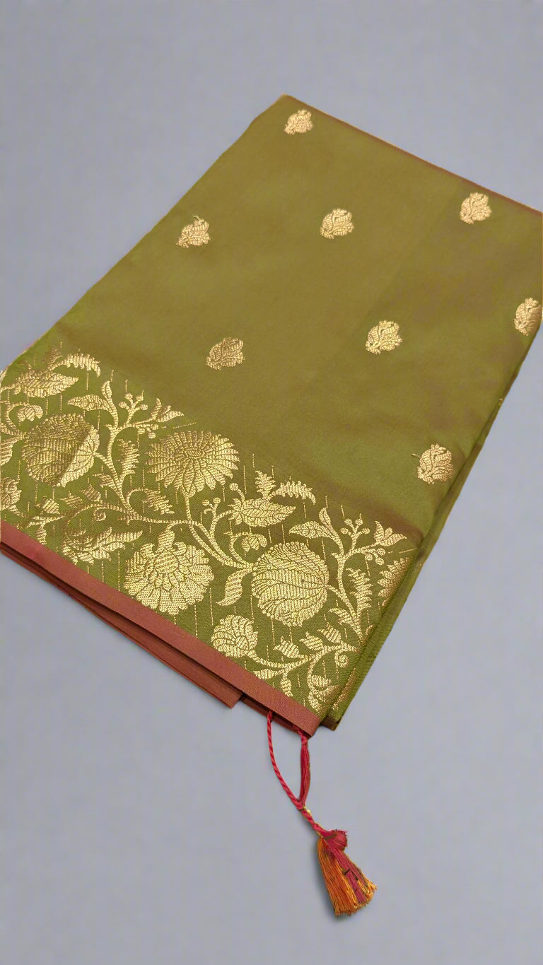 Banarasi Soft Katan Silk Saree with Iktara Boota Design & Naksi Border Pallu 'DESIGN: VLS-353'