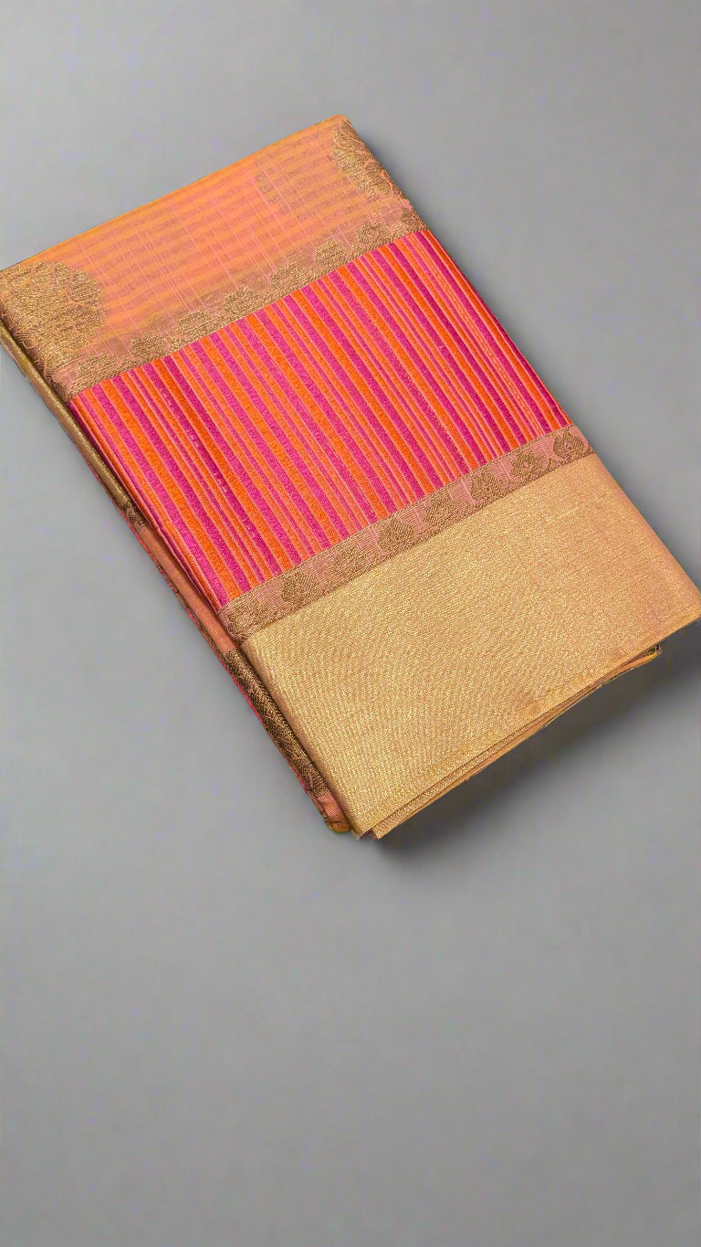 πΈ Elegant Peach Handloom Linen Saree β A Subtle Statement πΈ