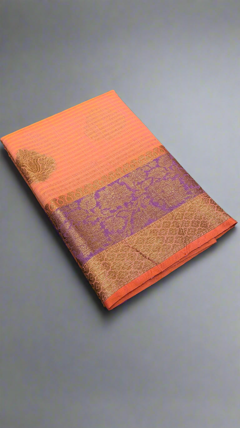 ๐ธ Peach colored Handloom Linen Elegance ๐ธ