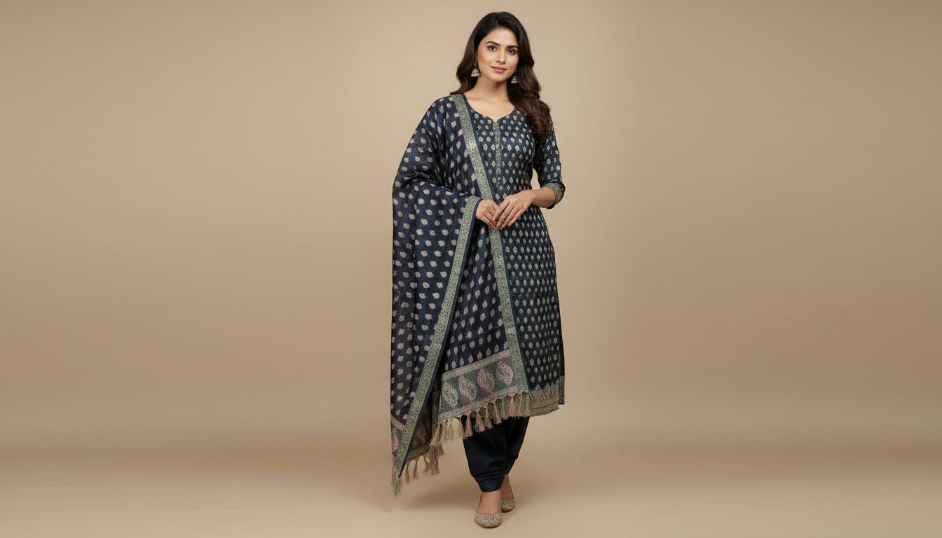 Banarasi 3-Piece Handloom Cotton Silk Dress Material – VLS 439