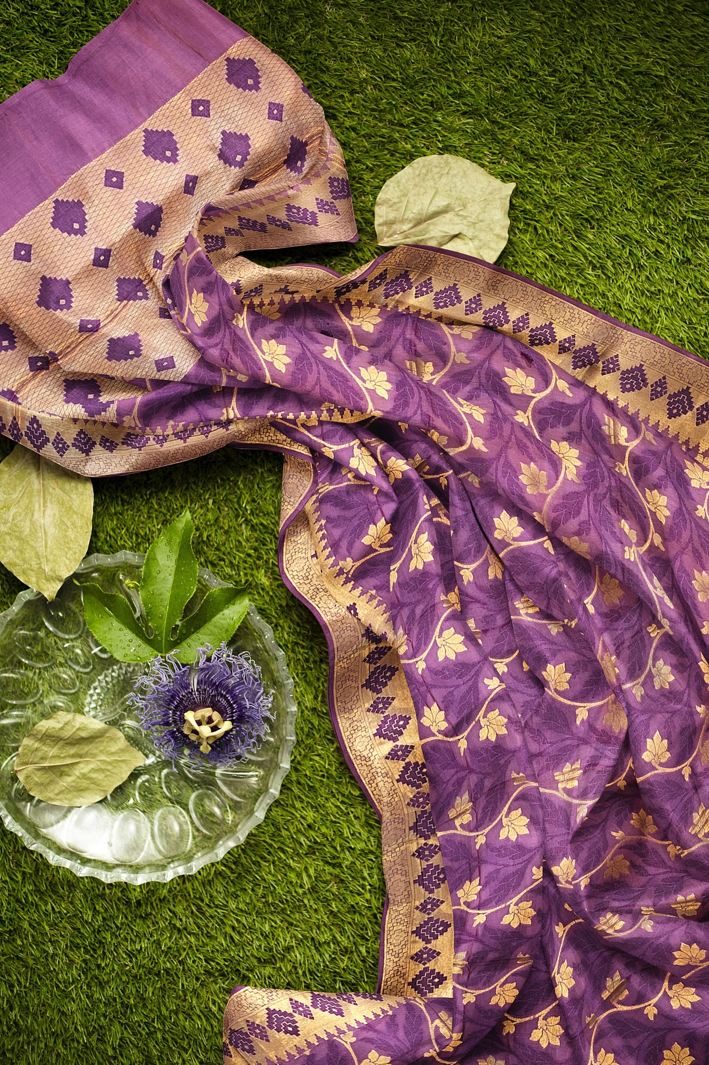 Regal Gazari Wine Pure Dupion Katan Silk Saree with Antique Zari and Resham Zaal