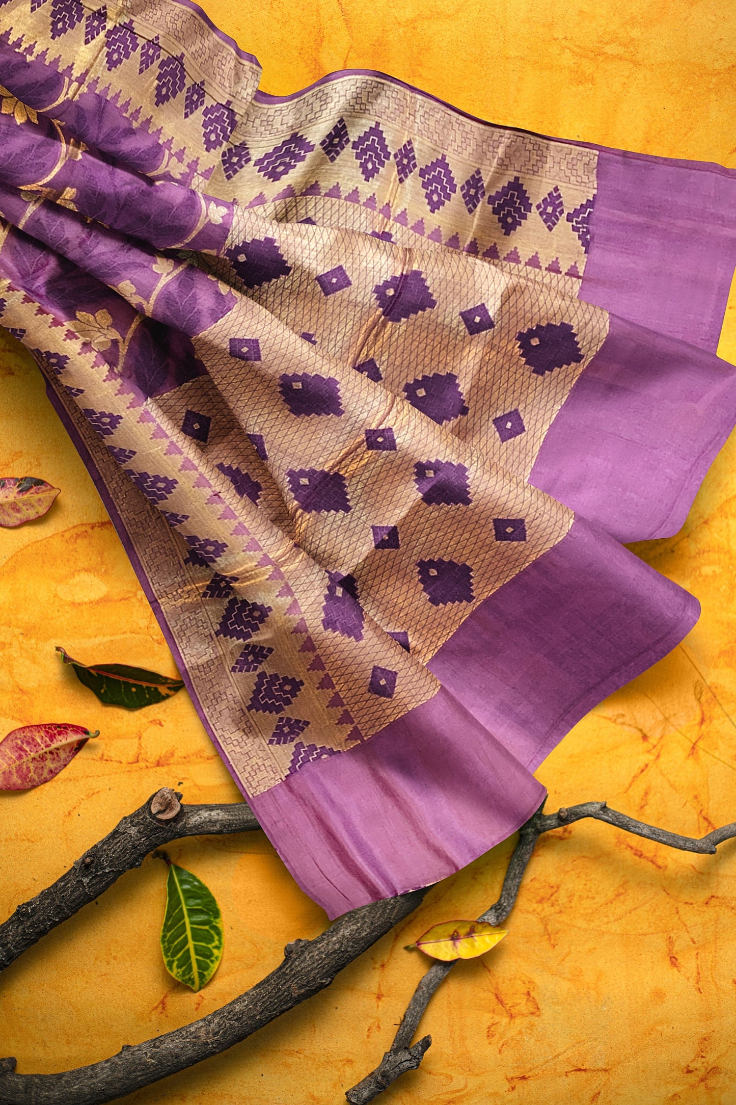 Regal Gazari Wine Pure Dupion Katan Silk Saree with Antique Zari and Resham Zaal