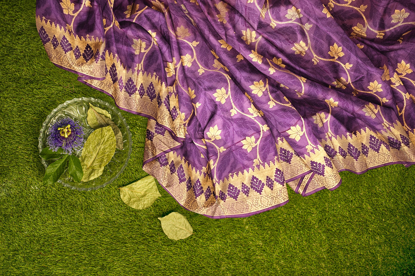 Regal Gazari Wine Pure Dupion Katan Silk Saree with Antique Zari and Resham Zaal