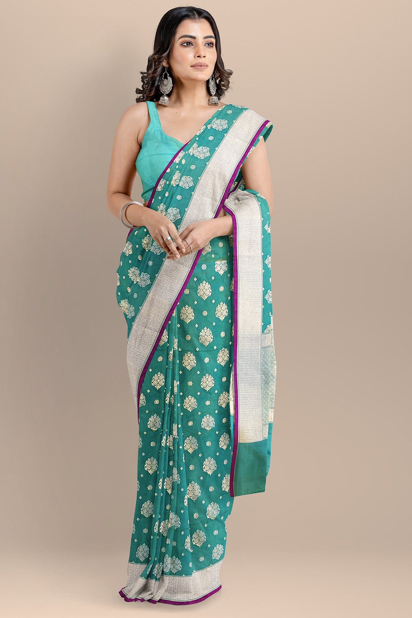 VLS-405 Pure Katan Silk Handloom Saree – Light Green with Iktara Boota Design (Masterpiece Collection)