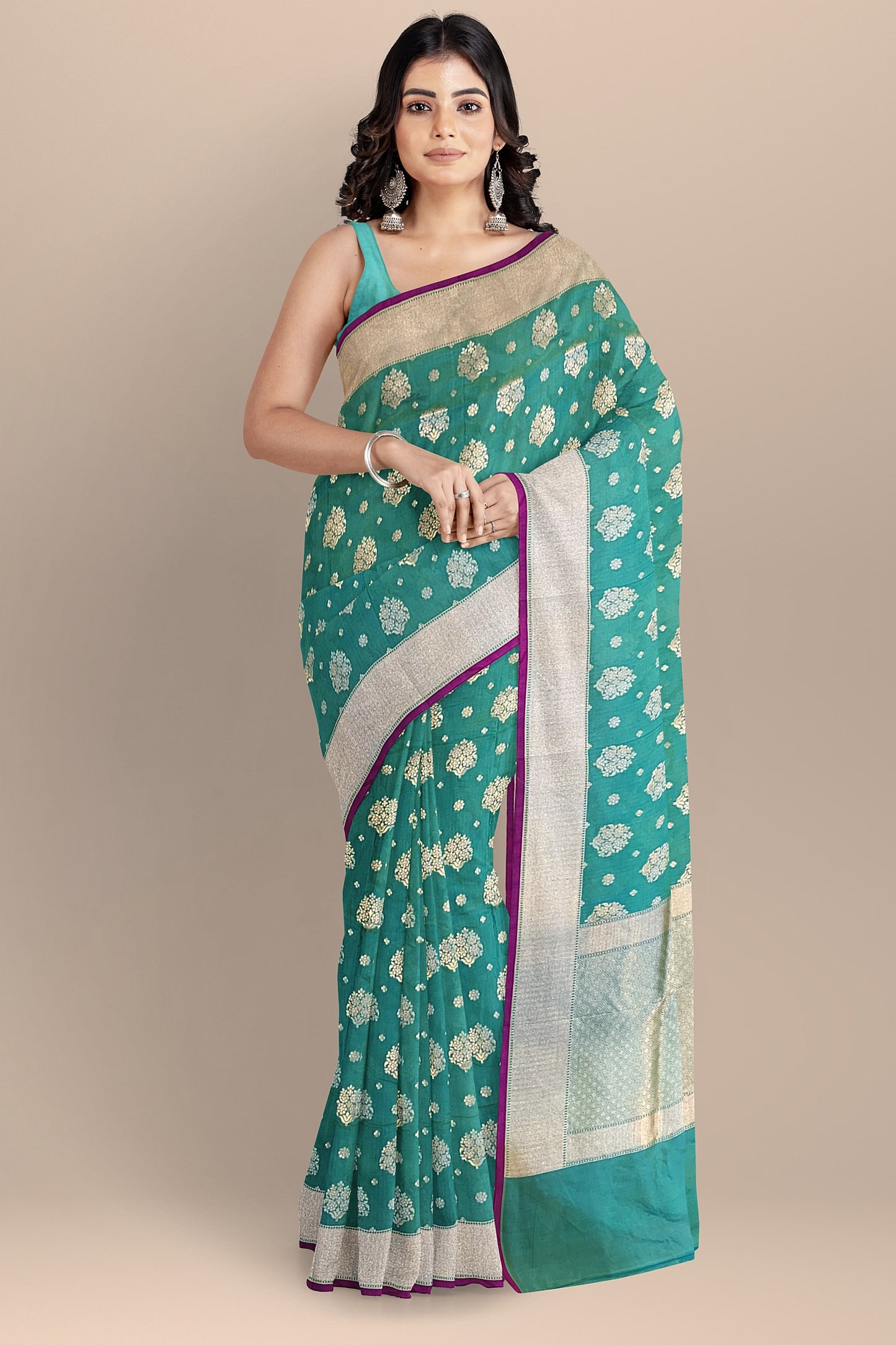 VLS-405 Pure Katan Silk Handloom Saree – Light Green with Iktara Boota Design (Masterpiece Collection)