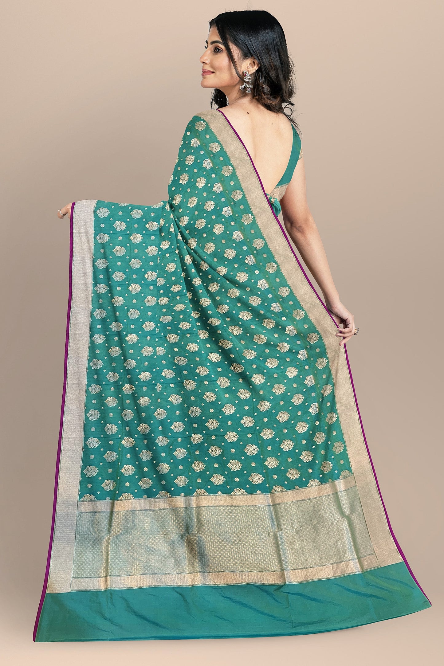 VLS-405 Pure Katan Silk Handloom Saree – Light Green with Iktara Boota Design (Masterpiece Collection)