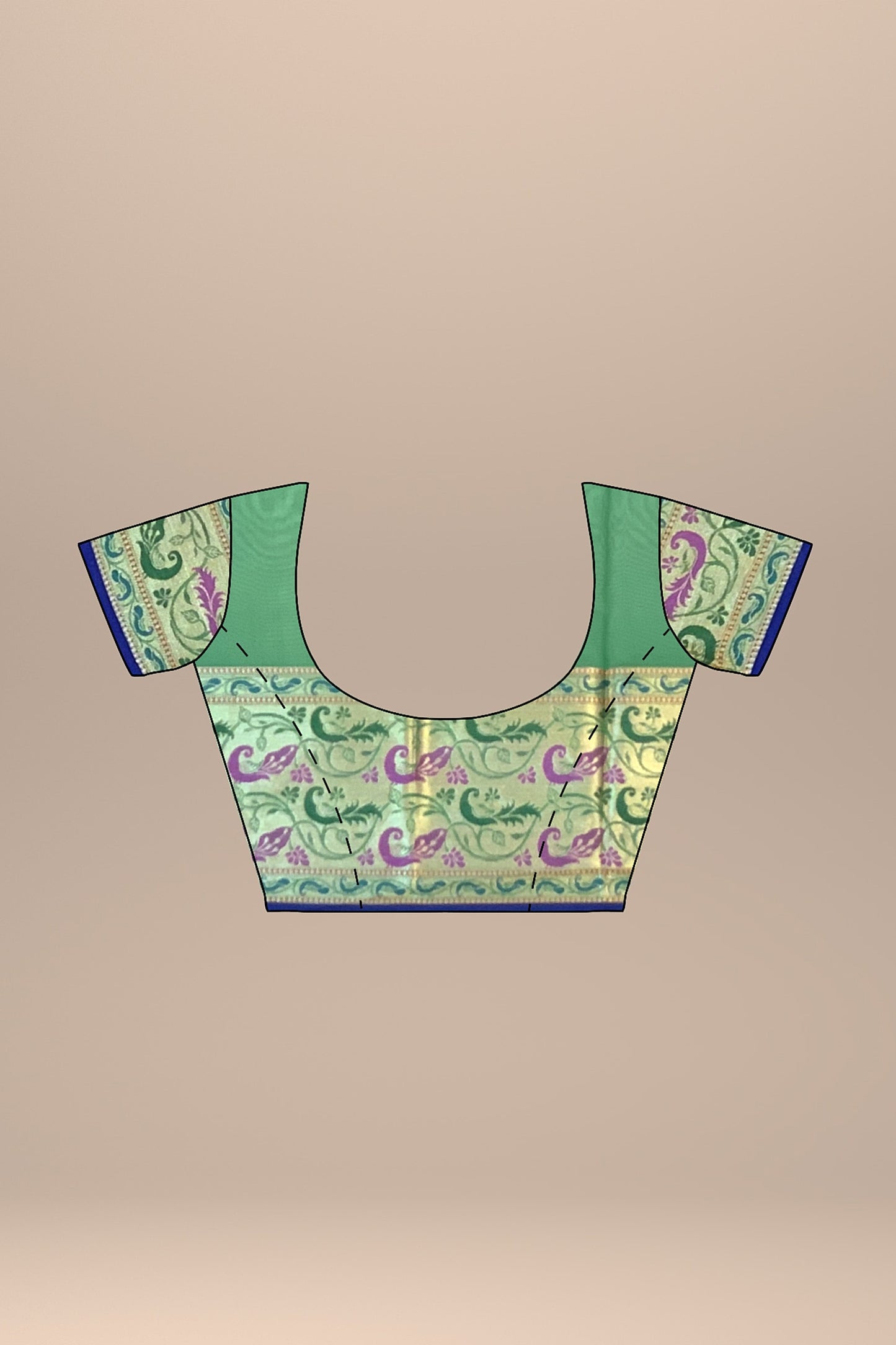 Pastel Green Paithani Saree with Golden Booti Design, Meenakari Border and Pallu