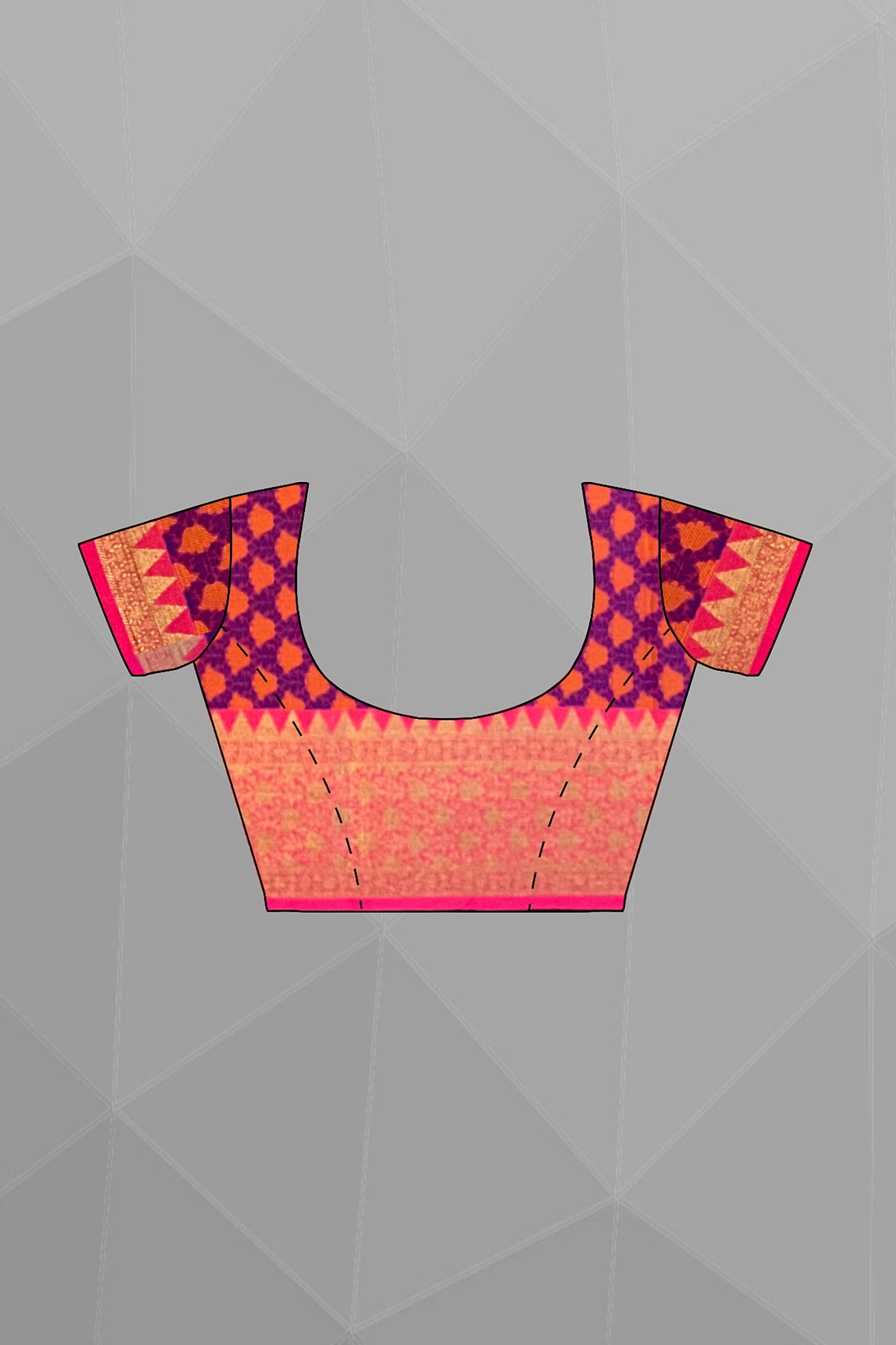 Royal Blue Organza Saree with Orange and Mustard Resham Jamewar Weaving