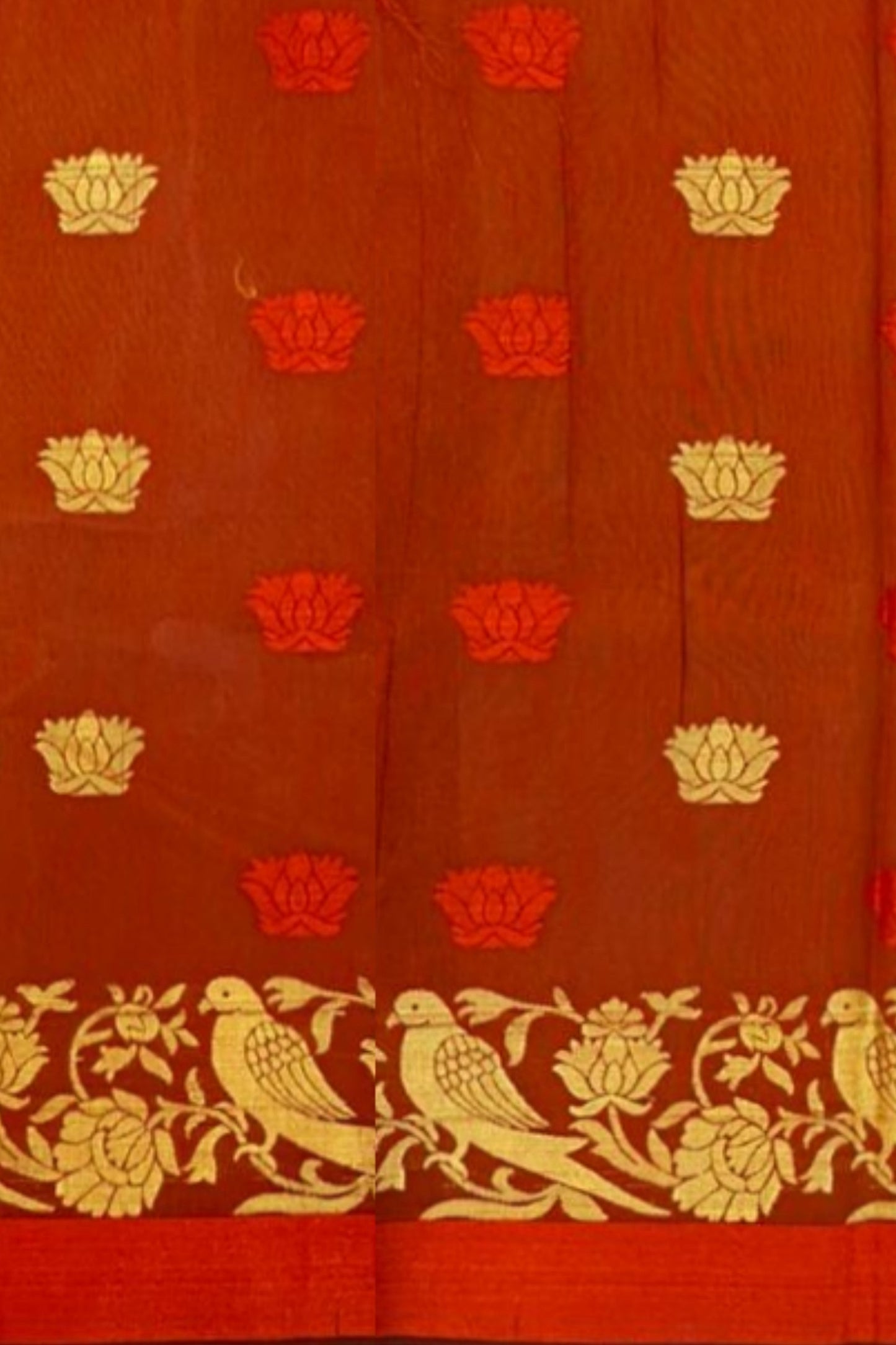 Elegant Green Bamboo Silk Saree with Red Accents and Golden Boota Weaving