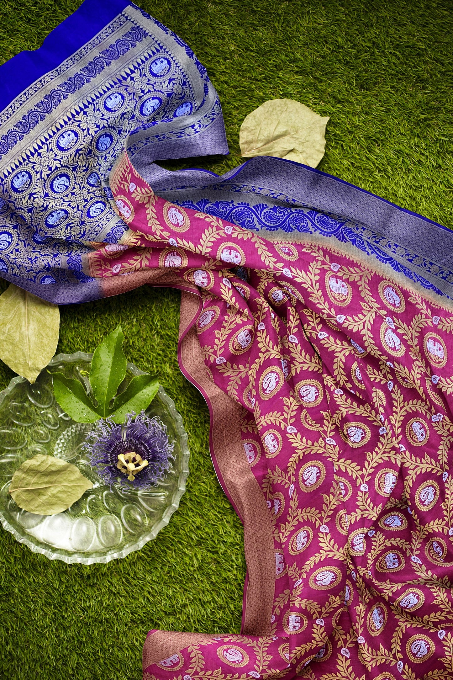 Exquisite Pink and Royal Blue Paithani-Style Saree with Sona Roopa Zari Elephant Design