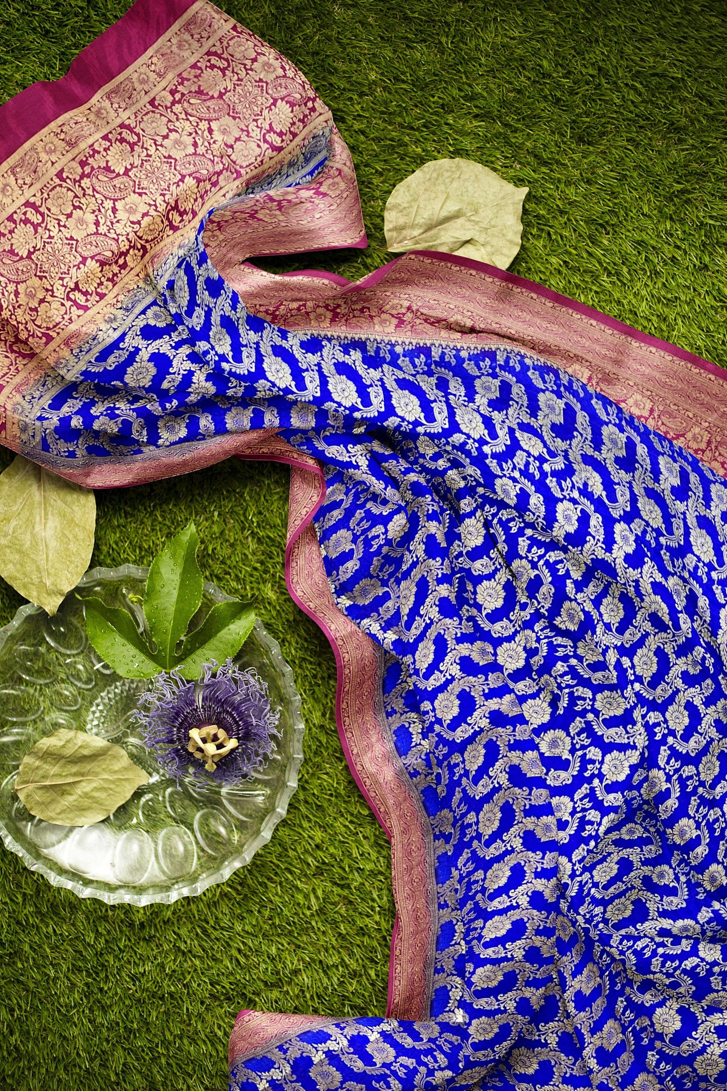 VLS 404 Banarasi Zangla Design Saree – Royal Blue & Rani Pink Party Wear