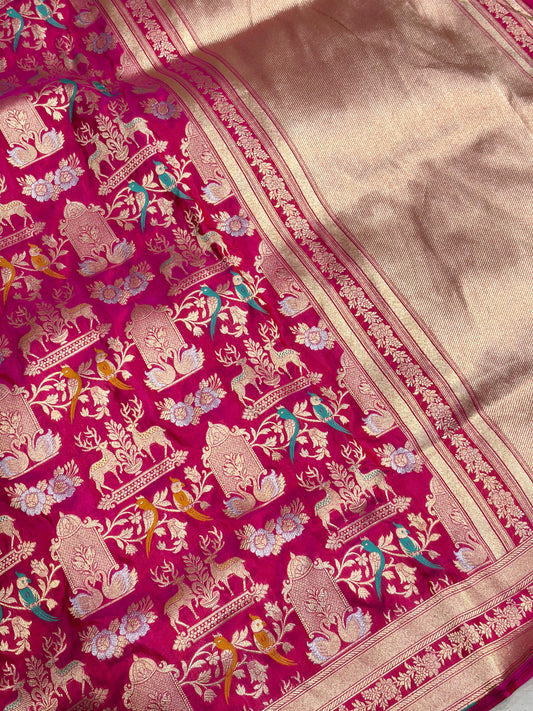 Exclusive Pure Handloom Silk Katan Saree – A Madhubani Masterpiece