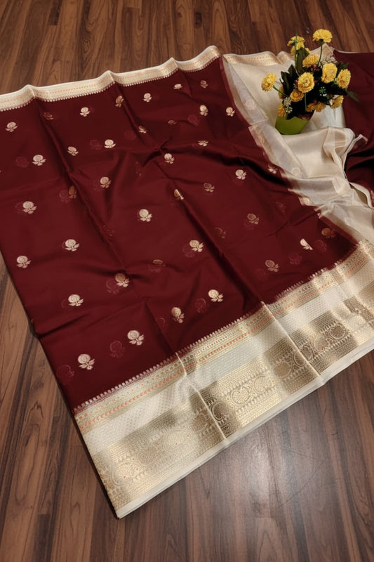 VLS 479 – Banarasi Premium Semi Georgette Dyeable Silk Saree with Golden Double Zari Weaving