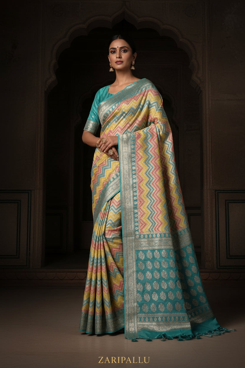 VLS 496 – Banarasi Soft Handloom Khaddi Leheriya Rangkaat Saree