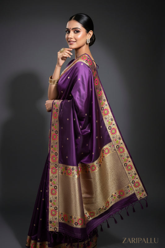 VLS-501 | Banarasi Premium Mashru Katan Silk Saree with Meenakari Pallu & Border