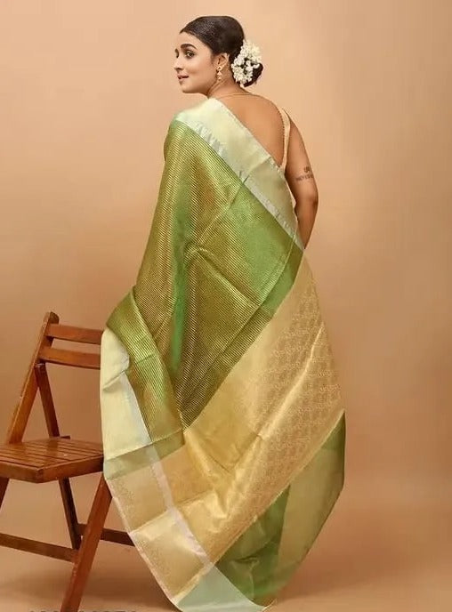 Alia Bhatt-Inspired Glass Tissue Brocade Banarasi Saree