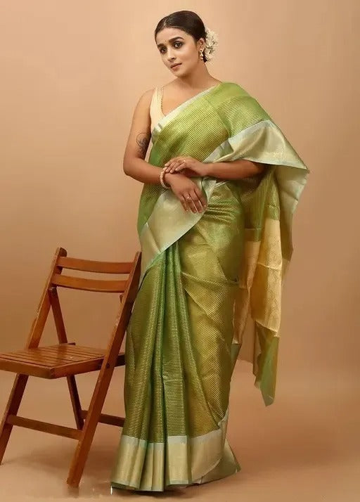 Alia Bhatt-Inspired Glass Tissue Brocade Banarasi Saree