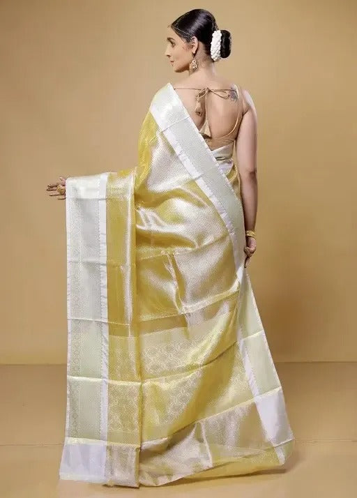Alia Bhatt-Inspired Glass Tissue Brocade Banarasi Saree