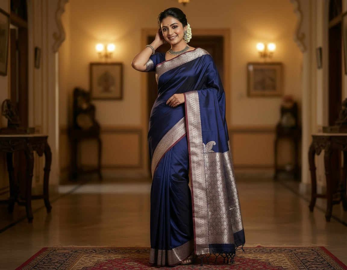 ✨ VLS 462 – Katan Soft Silk Saree with Rich Brocade Pallu & Blouse
