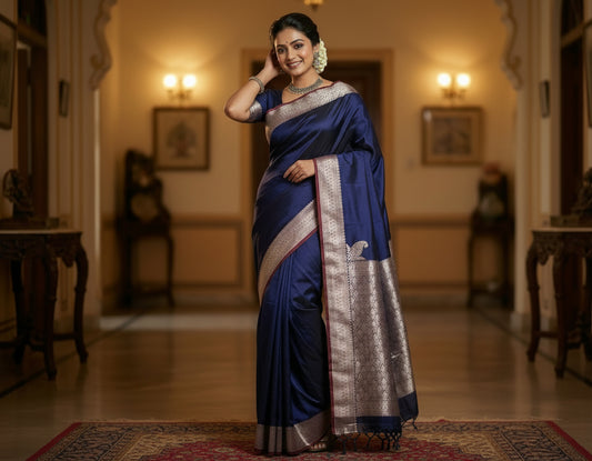 ✨ VLS 462 – Katan Soft Silk Saree with Rich Brocade Pallu & Blouse