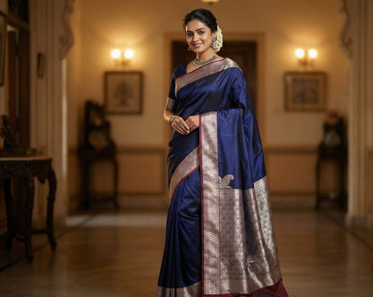 ✨ VLS 462 – Katan Soft Silk Saree with Rich Brocade Pallu & Blouse