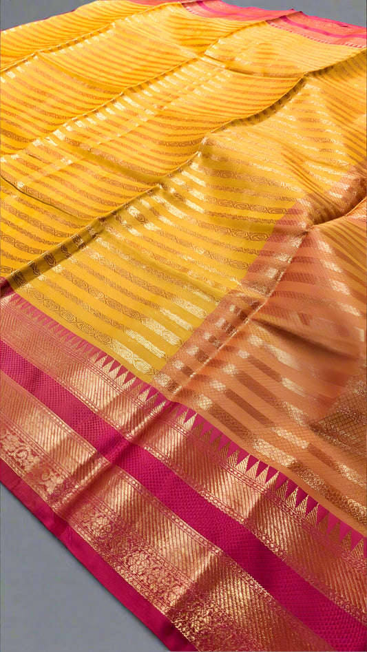 Kora Organza Banarasi Saree with Leheriya Stripes – Now at a Special Price!