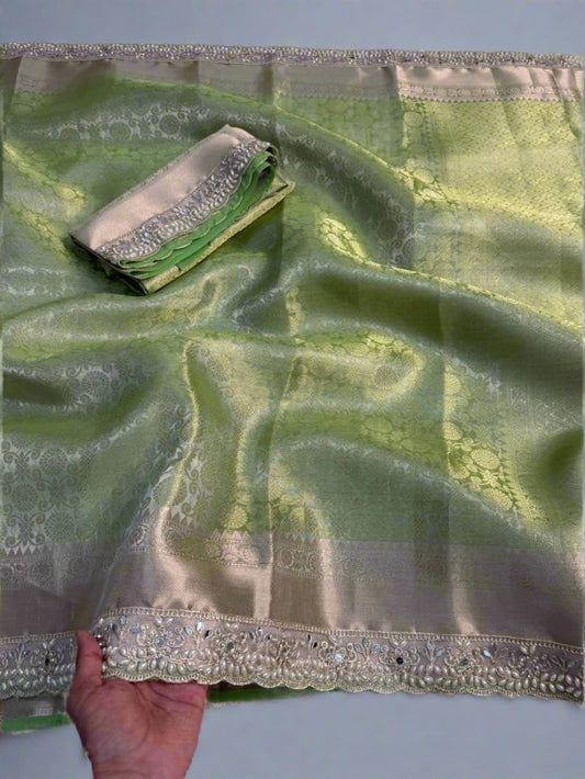 VLS- 389 Banarasi Zari Tissue Saree with Designer Lace Work