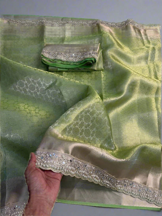 VLS- 389 Banarasi Zari Tissue Saree with Designer Lace Work