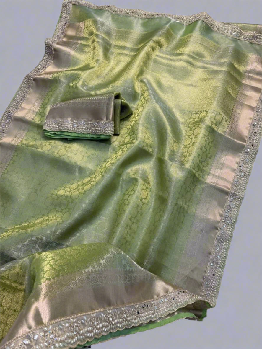 VLS- 389 Banarasi Zari Tissue Saree with Designer Lace Work