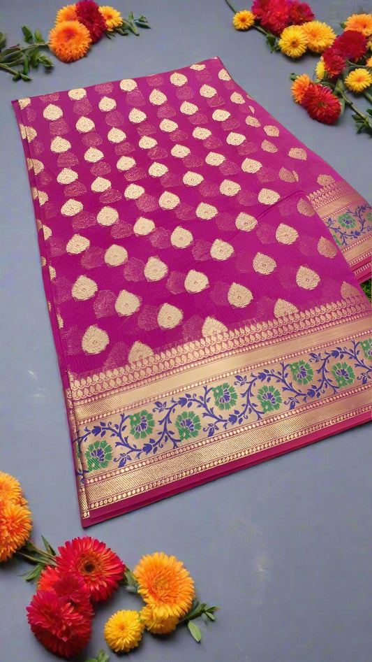 VLS 397 – Beautiful Handloom Banarasi Saree with Tilfi Meenakari Border