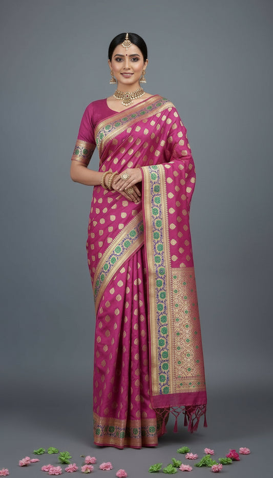 VLS 397 – Beautiful Handloom Banarasi Saree with Tilfi Meenakari Border