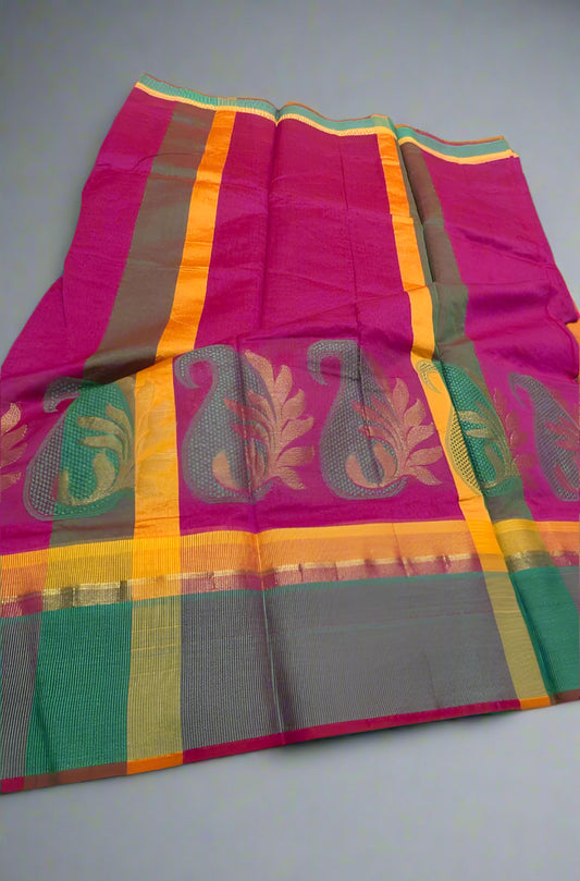 VLS 397 Magenta Purple Cotton Silk Saree