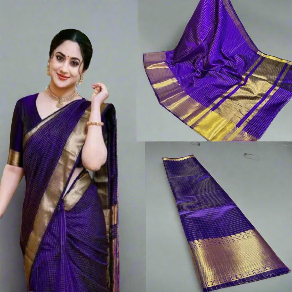 Banarasi Katan Soft Silk Saree – Design VLS 418 (With Gold Zari Weaving & Golden Pallu)