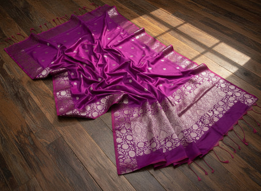 ✨ Banarasi Ektara Booty Katan Soft Silk Saree ✨  Code: VLS-445 | Exclusive on ZARIPALLU