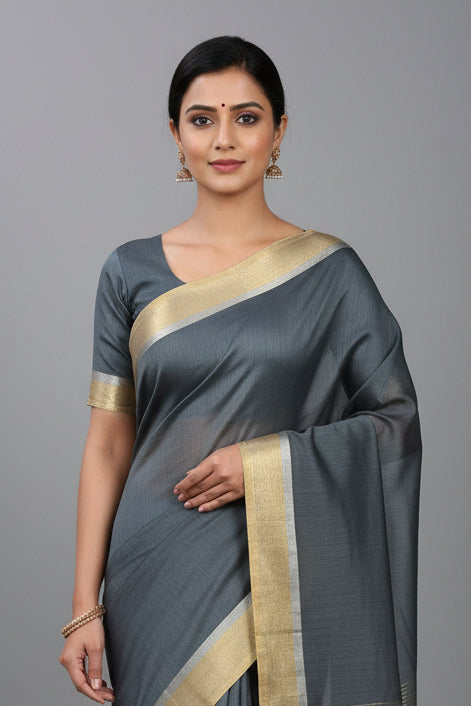 🌿 VLS 463 – Maheshwari Cotton Plain Saree with Running Blouse