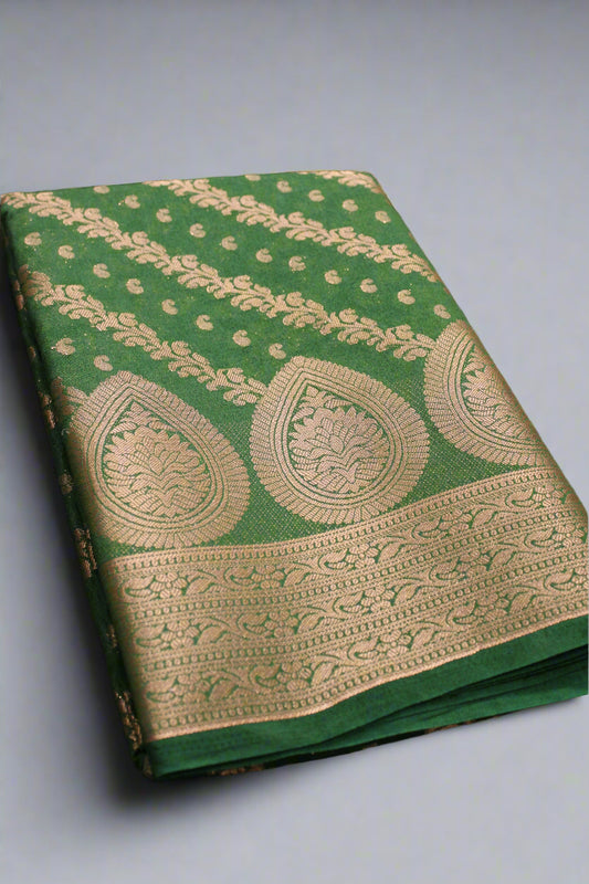 Banarasi Handloom Georgette Silk Saree – Leheriya Design with Antique Zari Weave
