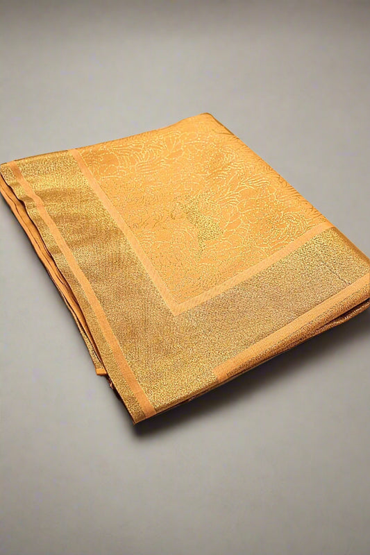 Banarasi Soft Silk Saree with Embossed Tissue Weaving &amp; Reindeer Motif
