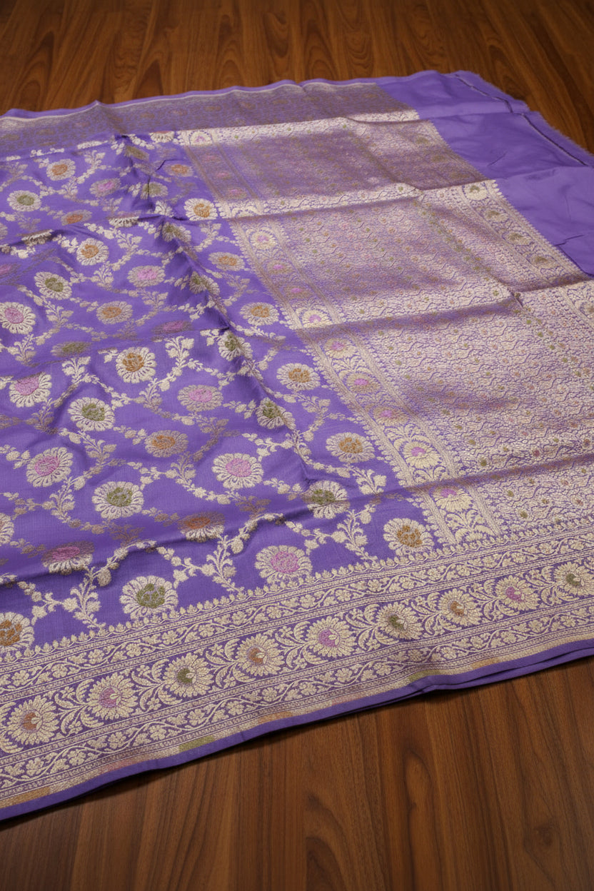 VLS 482 – Lavender Banarasi Saree with Meenakari Zaal Weaving