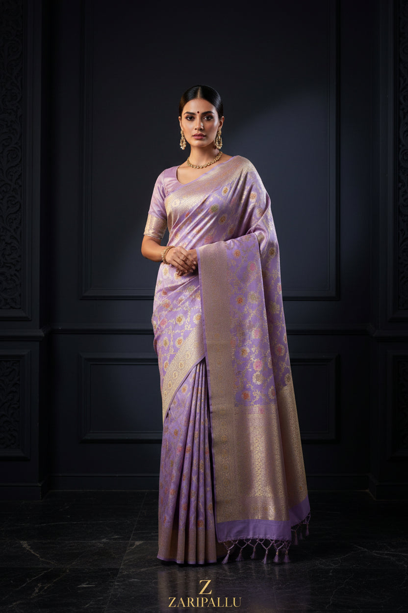 VLS 482 – Lavender Banarasi Saree with Meenakari Zaal Weaving