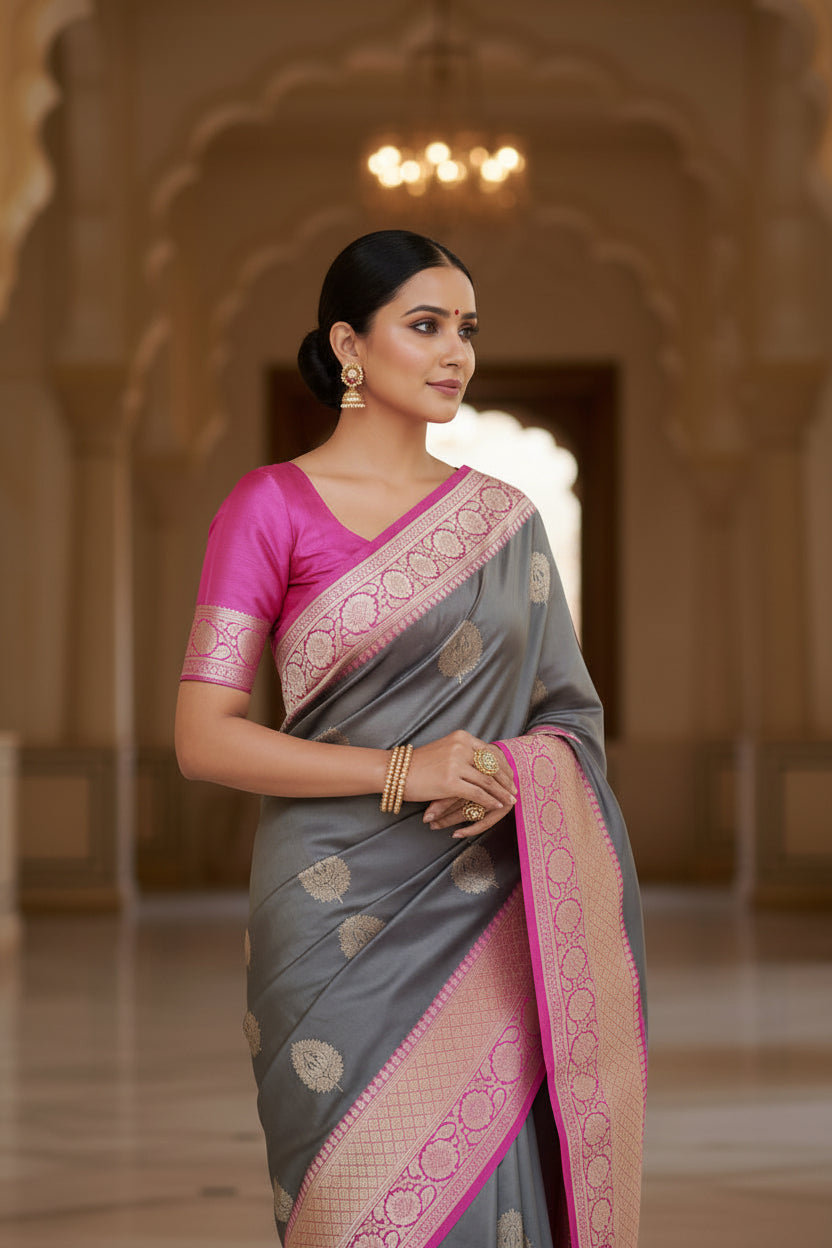 VLS 480 – Pure Silk Banarasi Saree with Lock Weaving Motifs
