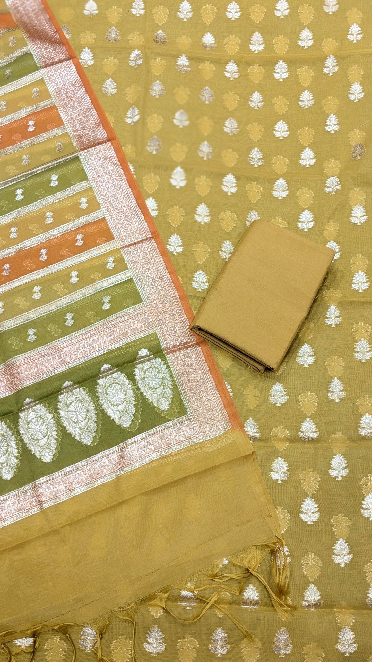 Exclusive Chanderi 3-Piece Dress Material – Kalamkari & Rangkaat Designs