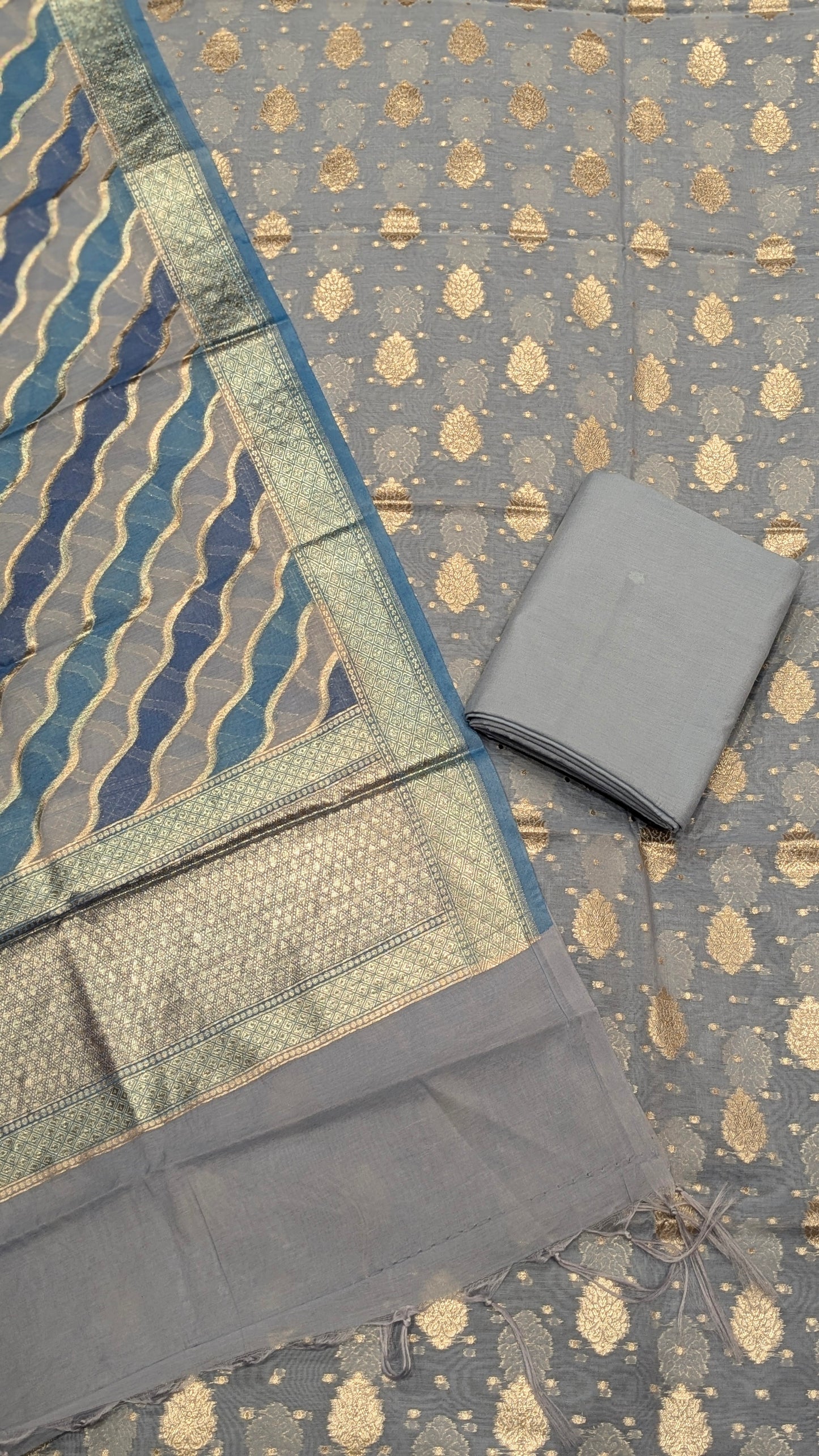 Exclusive Chanderi 3-Piece Dress Material – Kalamkari & Rangkaat Designs