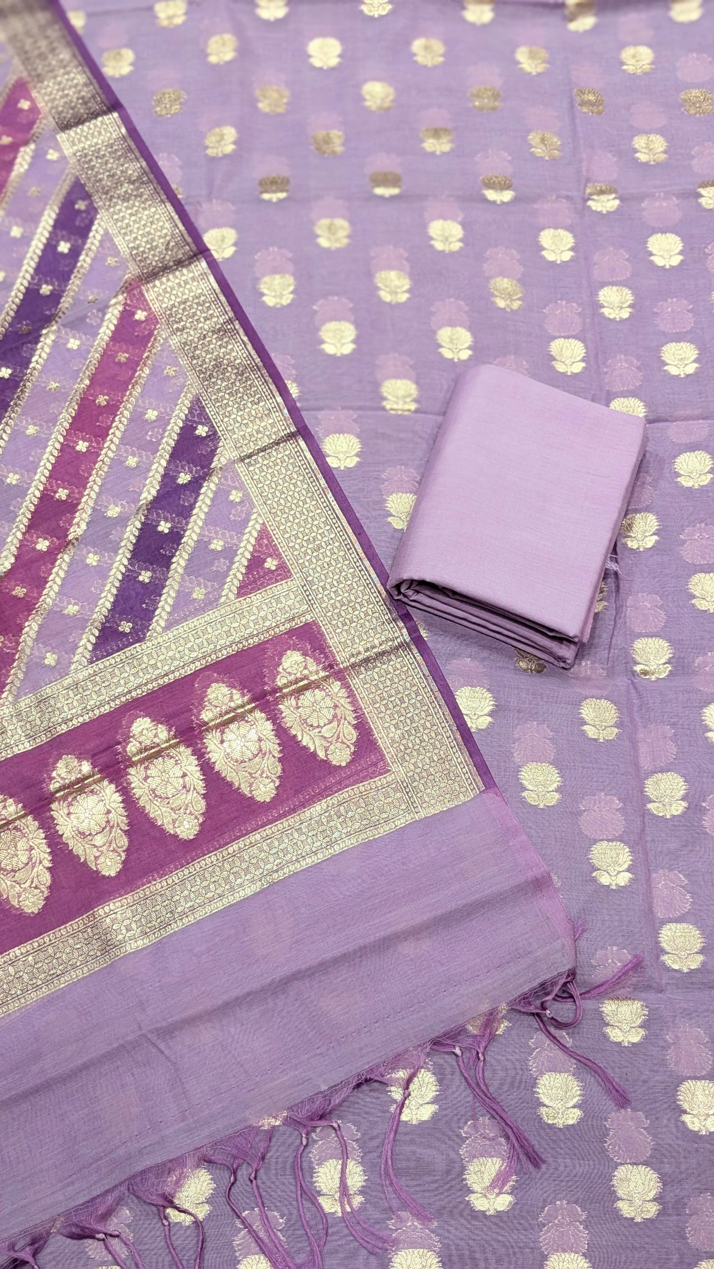 Exclusive Chanderi 3-Piece Dress Material – Kalamkari & Rangkaat Designs