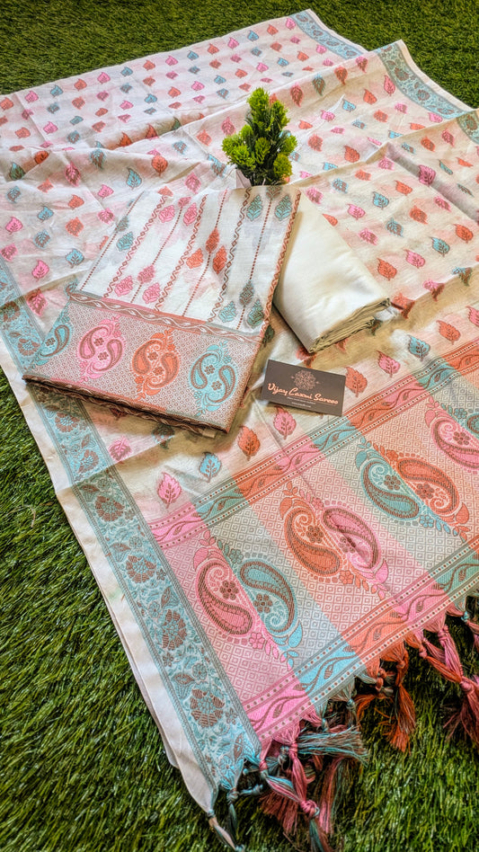 Pure coton silk Banarasi 3-Piece Dress Material