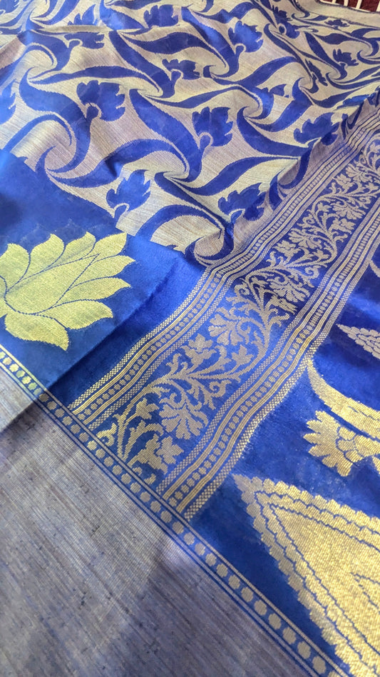💙 Royal Blue Cotton Silk Resham Jamewar Saree – Lightweight Luxury 💙