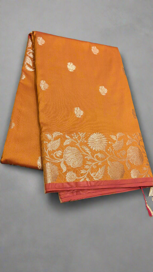 Banarasi Soft Katan Silk Saree with Iktara Boota Design & Naksi Border Pallu 'DESIGN: VLS-353'
