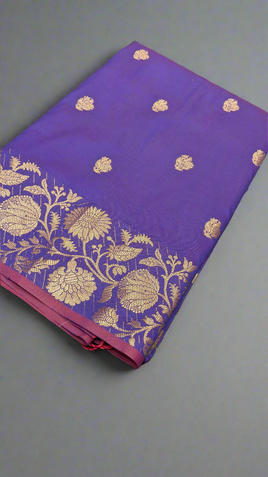 Banarasi Soft Katan Silk Saree with Iktara Boota Design & Naksi Border Pallu 'DESIGN: VLS-353'